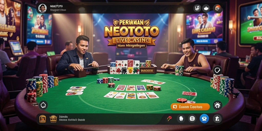 Tangkapan layar gameplay NEOTOTO yang menampilkan suasana kasino live.