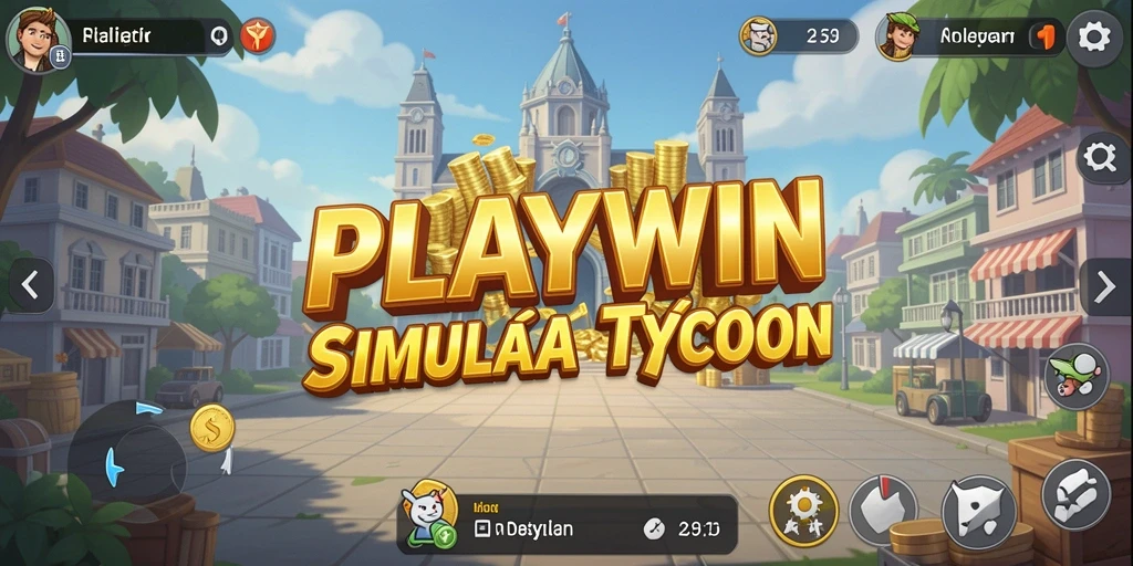 Tampilan gameplay Tycoon di PLAYWIN dengan berbagai bisnis yang dikelola.
