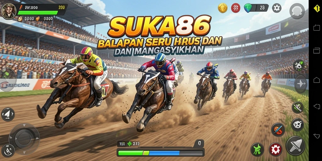 Tampilan gameplay menegangkan dalam balapan mobil SUKA86.